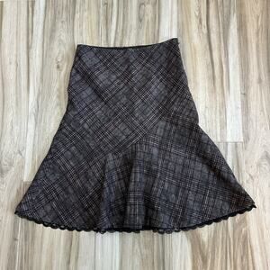 Vintage 90s Skirt Express Plaid Wool Tweed A-line Gray Lace Size 2 Clueless Y2K